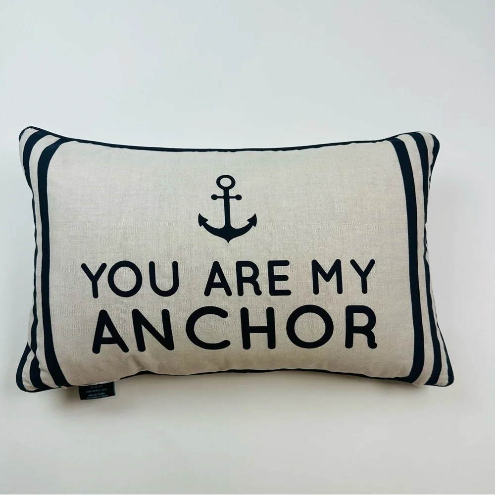 Cynthia Rowley You Are My Anchor Beach Lake Sailing Accent Pillow